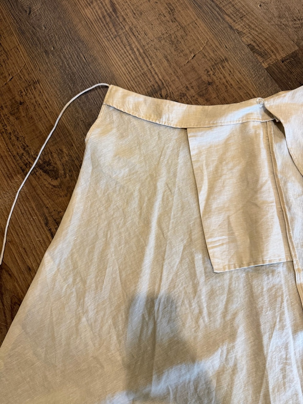 Haven Well Within Linen Wrap Midi Skirt Organic Cotton Oatmeal Cream Like New - Picture 4 of 8
